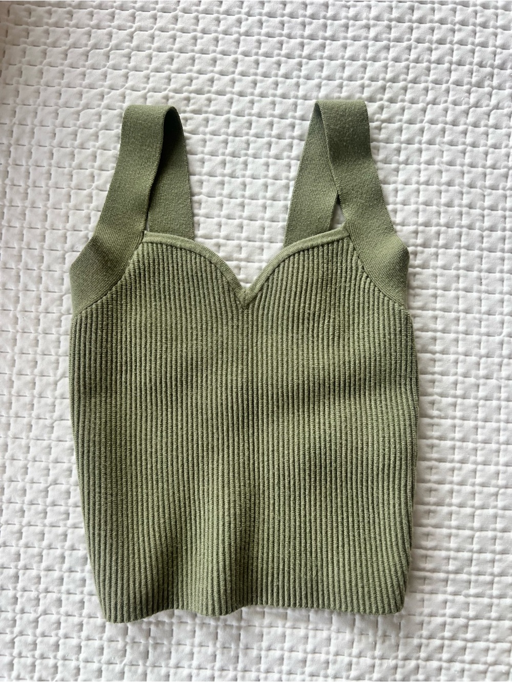 Abercrombie & Fitch Olive Ribbed Sweetheart Neck Tank